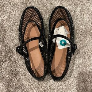 A New Day Jet Black Issa Mesh Mary Jane Ballet Flats